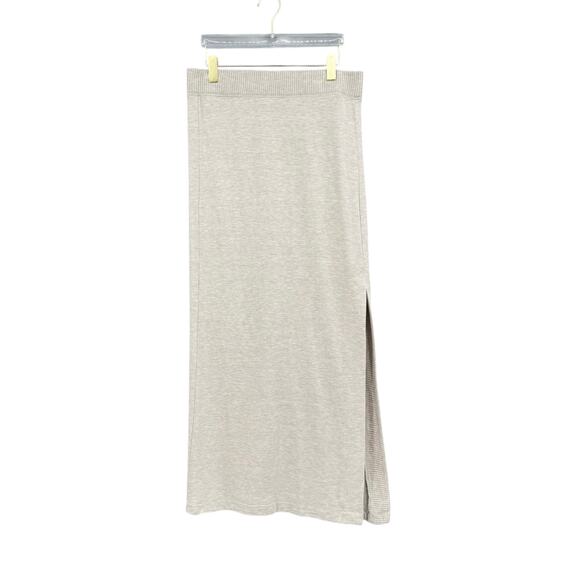 Splendid Soft Knit Thick Elastic Waist Tan Flowy Skirt With Slit - Picture 1 of 8